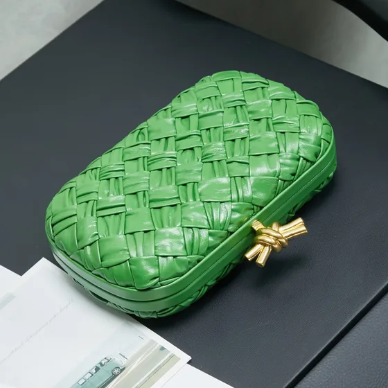 Bottega Veneta Knot Minaudiere Green Clutch