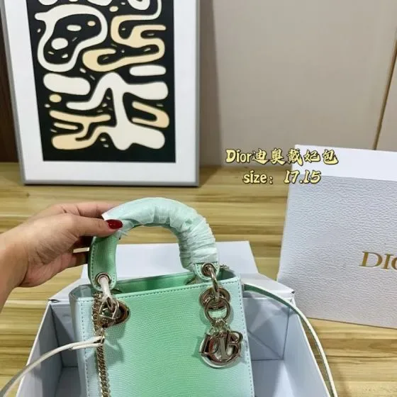 Dior Lady Dior Mint Green 17 15cm Top Handle