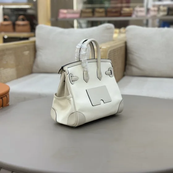 Hermes Birkin Cargo Vit Topphandtag