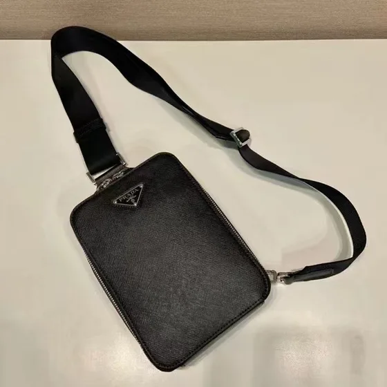 Prada Saffiano Cuir Sling Bag Noir Crossbody