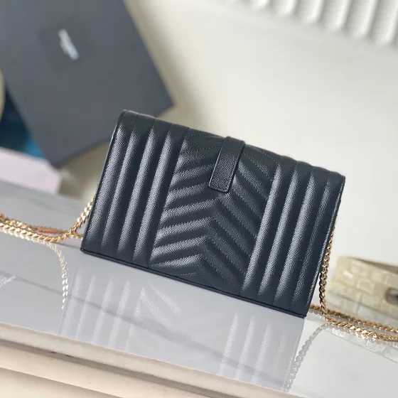 YSL Cassandre Envelope Chain Tegnebog Sort Woc