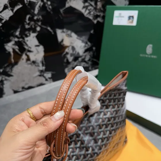Goyard Saint Louis Black Brown Tote Bag