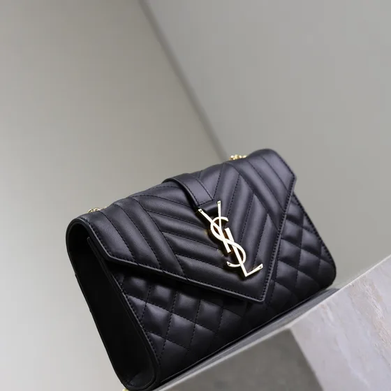 YSL Envelope Chain Bag Zwart Crossbody