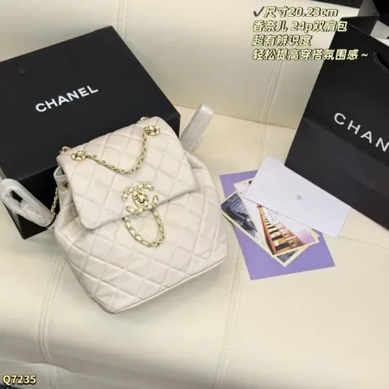 Chanel 24P Backpack White 20 23cm Backpack