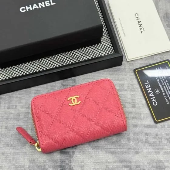 Chanel Classic Zipped Coin Purse Hot Pink Card Holder