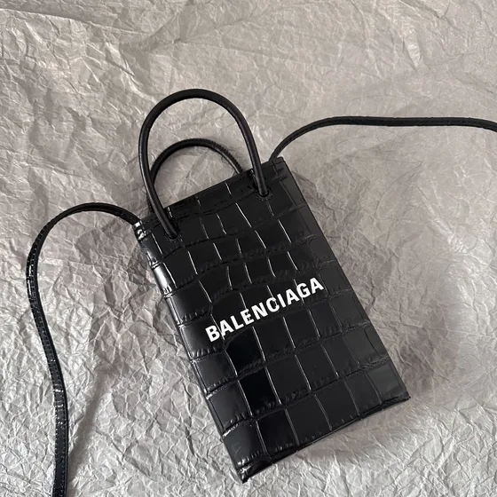 Balenciaga Shopping Phone Bag Negro Crossbody