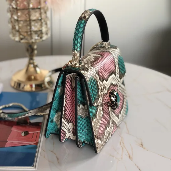 Bvlgari Serpenti Forever Top Handle Bag Multicolor Python Print Top Handle