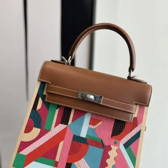 Hermes Kelly Wood Multicolor Top Handle