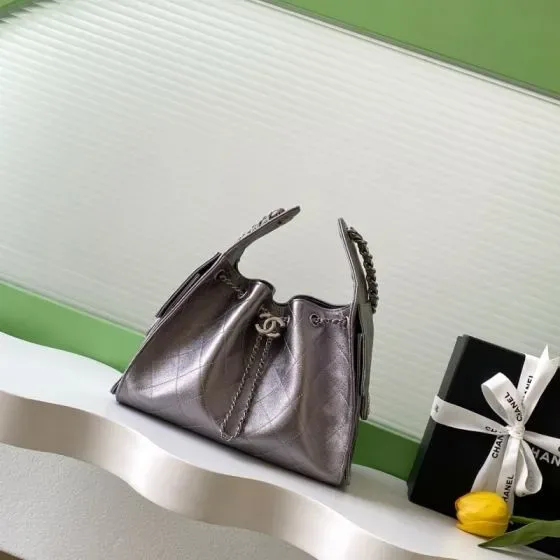 Chanel 25 Bag Metallic Grey Hobo