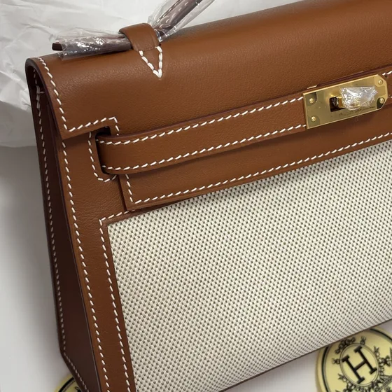 Hermes Mini Kelly Brown Beige Top Handle