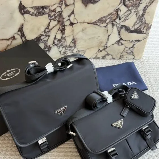 Prada Re-Nylon Shoulder Bag With Pouch Black Crossbody