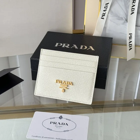 Prada Saffiano Card Holder White Card Holder