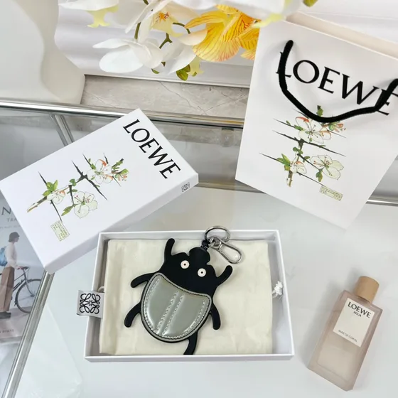 Loewe Beetle Charm Coin Purse Black And Grey Coin Purse