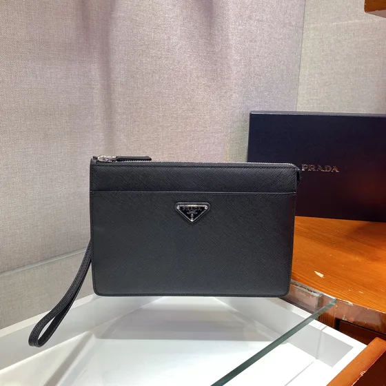 Prada Saffiano Leder Etui Schwarz Clutch