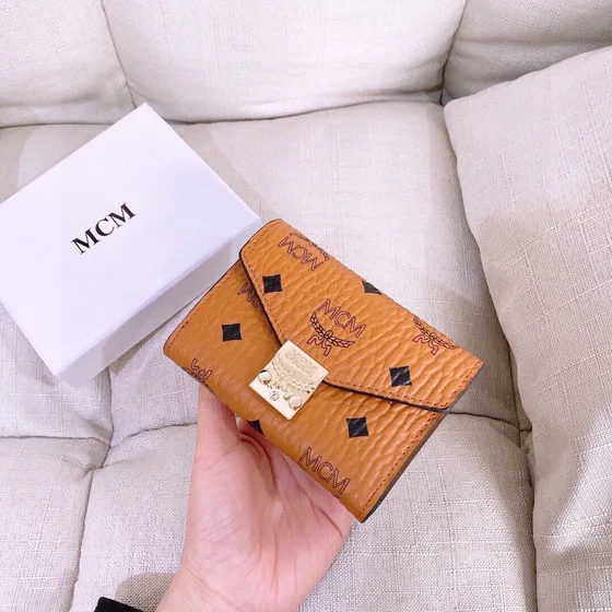MCM Patricia Visetos Trifold Portemonnee Cognac Portemonnee