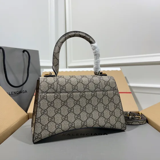 Balenciaga Hourglass Top Handle Bag Beige Gg Supreme Collaboration With Guc Top Handle