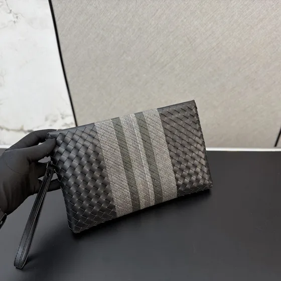 Bottega Veneta Intrecciato Webbing Document Clutch Black Clutch