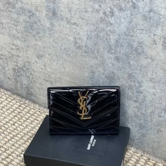 YSL Cassandre Matelass Card Holder Black Card Holder