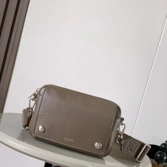 Loewe Pebble Camera Bag Taupe Grey Crossbody