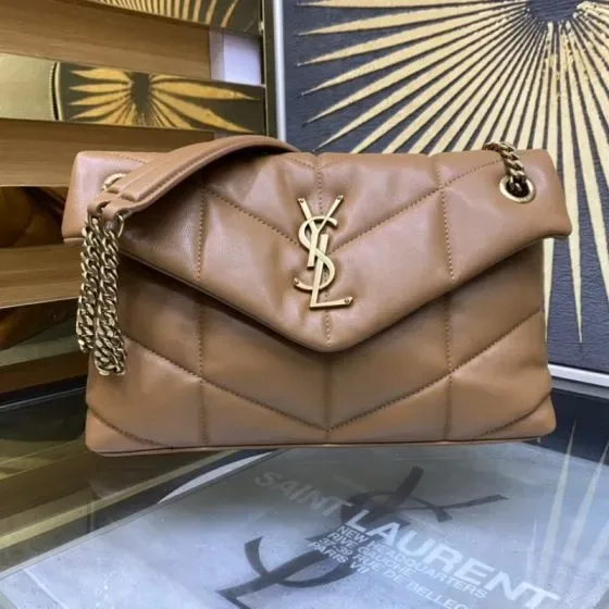 YSL Loulou Puffer Beige Shoulder Bag