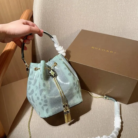 Bvlgari Serpenti Forever Bucket Bag Mint Green Bucket Bag