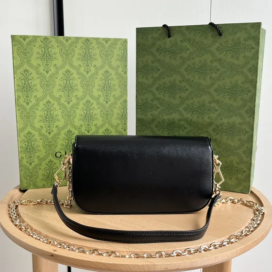 Gucci Horsebit 1955 Small Skuldertaske With Chain Sort Crossbody
