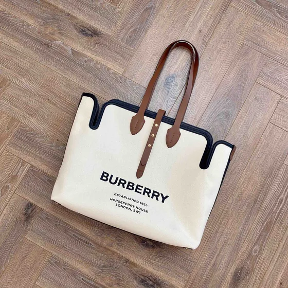 Burberry Horseferry Print Tote Bag Beige Brown Tote Bag