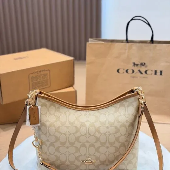 Coach Zara Crossbody In Signature Canvas Light Khaki Brown Crossbody