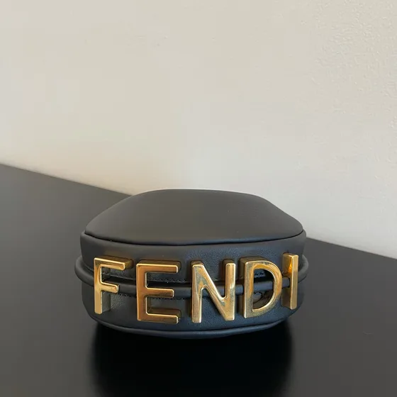 Fendi Leather Moon Bag Black Hobo