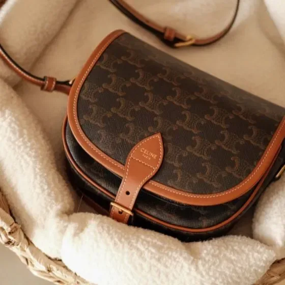 Celine Folco Triomphe Canvas Bag Brown Crossbody