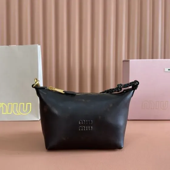 Miu Miu Leather Shoulder Pouch Black Shoulder Bag