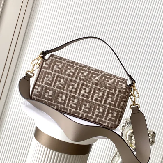 Fendi Baguette Beige Brown Shoulder Bag