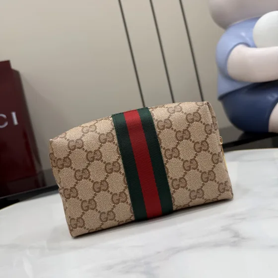 Gucci Gg Supreme Web Cosmetic Estuche Beige Estuche