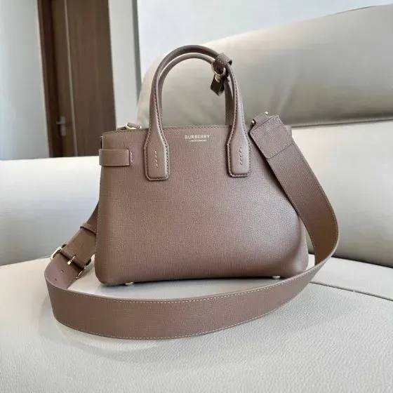 Burberry Banner Tote Taupe Top Handle