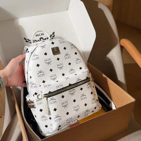 MCM Stark Backpack White Backpack