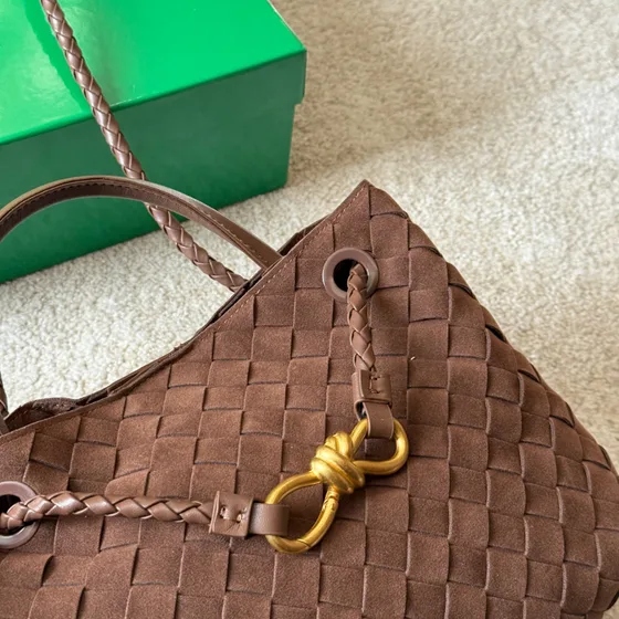 Bottega Veneta Small Andiamo Brown Shoulder Bag