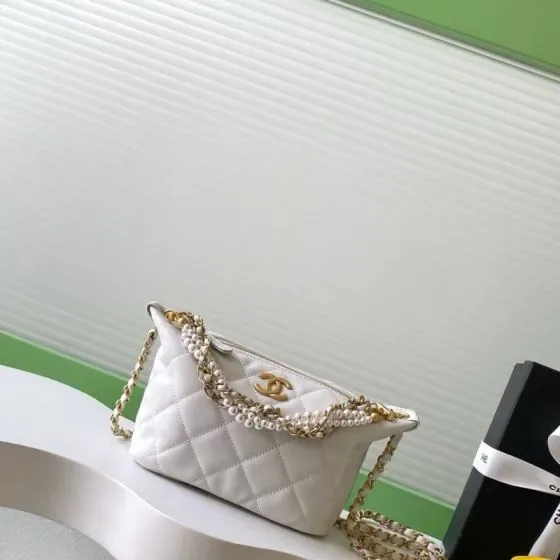 Chanel Pearl Chain Hobo White Hobo