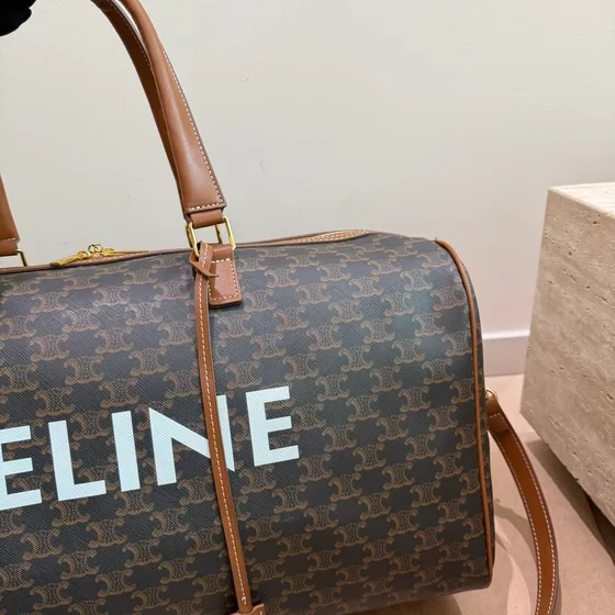Celine Triomphe Tela Large Travel Bag Marrone Borsa a spalla