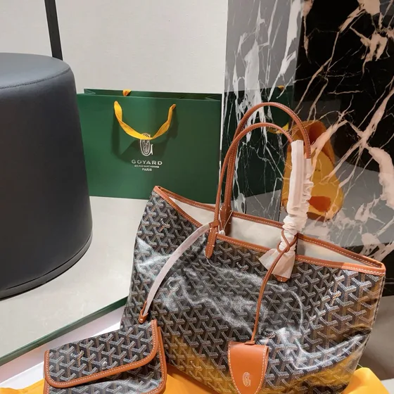 Goyard Saint Louis Black Tan Tote Bag