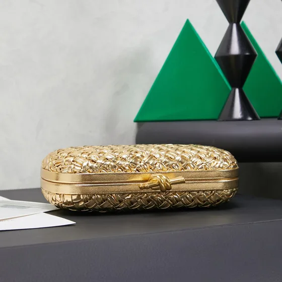 Bottega Veneta Intreccio Knot Minaudiere Clutch Gull Clutch