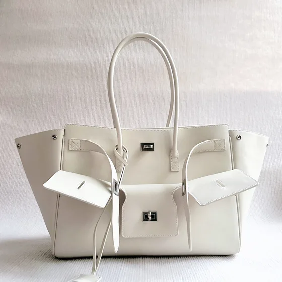 Balenciaga Bel Air Carry All Bag White Top Handle