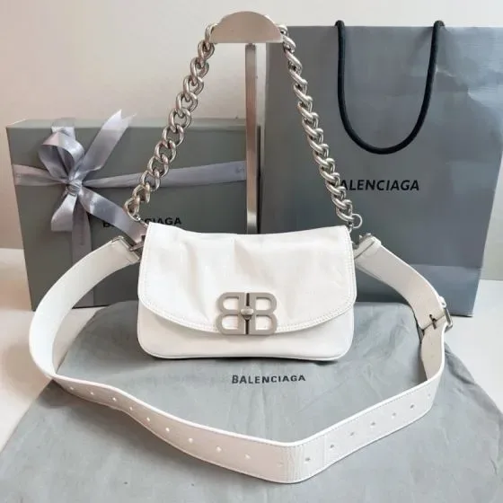 Balenciaga Bb Soft Small Flap Bag White Shoulder Bag