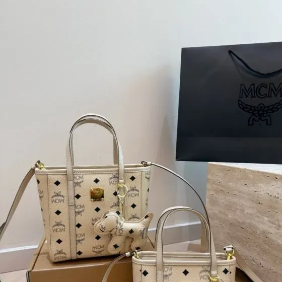 MCM Aren Mini Tote Beige Tote Bag