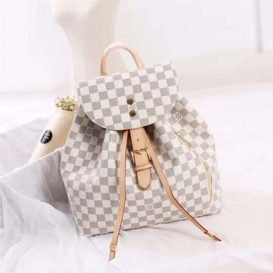 Louis Vuitton Sperone Backpack White Grey Checker Backpack