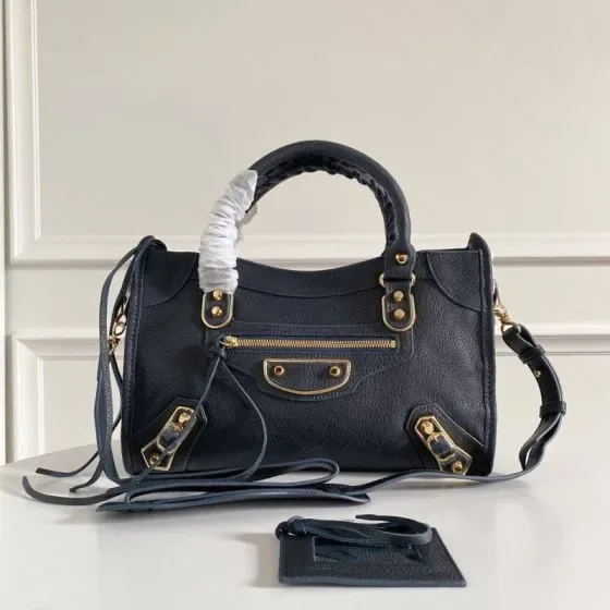 Balenciaga City Metallic Edge Dark Blue Top Handle