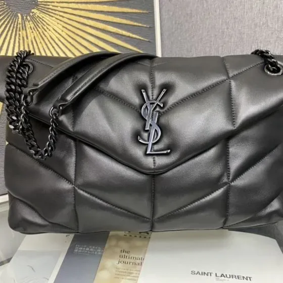 YSL Loulou Puffer Dark Gray Shoulder Bag
