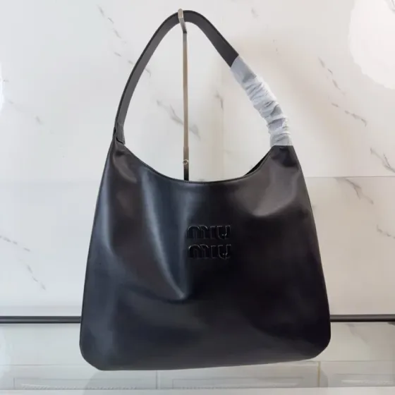 Miu Miu Leather Hobo Shoulder Bag Black Hobo