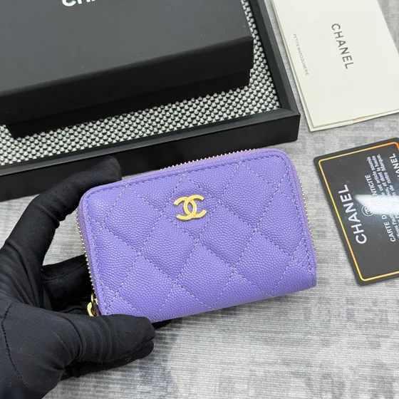 Chanel Classic Zippy Coin Purse Purple Card Holder