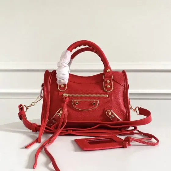 Balenciaga City Metallic Edge Mini Red Top Handle