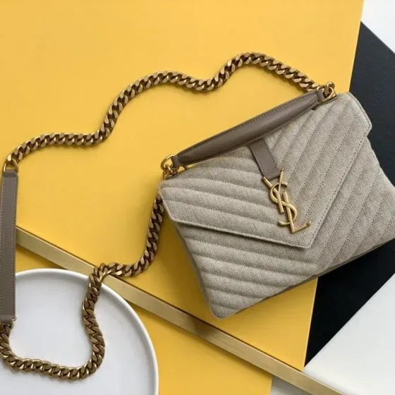 YSL Cassandre Envelope Chain Bag Beige Crossbody